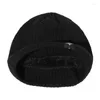 Bérets Hommes Hiver Chaud Tricoté Laine Bonnets Chapeaux Double Couche Polaire Doublé Épaissir Skullcaps Solide Couleur Extérieur Coupe-Vent Bonnet Cap