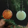 Pendant Necklaces Natural Agate Carved Auspicious Pattern Transit Amulet Amas Wealth Men Women Necklace