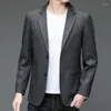 Costumes pour hommes 2023 hommes ombre rayé gris Blazers affaires décontracté col cranté coupe ajustée costume vestes mâle classique tenue tenues