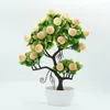 Decorative Flowers 2 Pcs Accessories Plastic Planters Decor For Office Potted Foam Simulated Fruit Tree