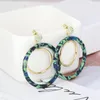 Boucles d'Oreilles Clous Blooming Résine Double Anneau Visage Amincissant Haut de Gamme