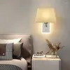 Wandlamp Nordic Eenvoudig LED-lampen Vierkant/Trapezium Stof Kap Zilver Creatief El Slaapkamer Nachtkastje Studie E27 Leeslampen