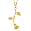 Chains U7 3D Rose Flower Necklace For Women Girls Gold Color Link Chain Cute Floral Pendant