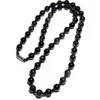 Chaînes -vente Obsidienne Naturelle Perles Tissées À La Main Collier Bijoux Boutique De Mode 8 Mm Clavicule Sw