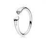 Cluster Ringe LR Zirkonia Triple Circle Micky Kopf Pan Silber Ring für Frauen Schmuck Hochzeit Verlobung Mädchen Geschenk