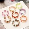 30 / pcs Mixte 8 Couleur Transparente Mode Résine Fruits Bague Ensemble Doux Tempérament Acrylique Bague Femmes Bijoux De Fête Amis Cadeau En Gros