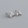 Studörhängen 925 Sterling Silver Animal Earring For Woman Teen Gothic Style Shinny CZ Daily Wear Piercing Smycken