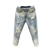 Męskie dżinsy Pencil Pants Men Slim Pasping Cropped zamknięcie