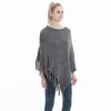 Scarves Women Spring Tassels Poncho Shawl Lady Autumn Knitted Pullover Sweater Solid Color Loose Wrap In Fall Winter Wholesale Drop Ship