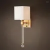 Duvar lambası Amerikan Cam Tüm Bakır Kumaş Şekil Lambalar Yatak Odası Oturma Odası Başucu Koridoru Çalışma Dekorasyon Led Acces Işıkları
