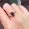 Anillos de racimo de 6x8mm, corte facetado ovalado, anillo de ópalo de fuego negro Natural, joyería de compromiso de plata de ley 925 para boda para regalo de mujer