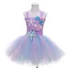 Abiti da ragazza Vestito da tutu a sirena da ragazza Abiti da festa di compleanno da principessa per ragazze Stelle marine Halloween Cosplay Costume da sirena per bambini 1-12 anni 230729