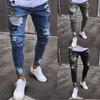 Hommes Jeans Haute Qualité Hommes Stretchy Broderie Dessin Animé Imprimer Jeans Déchiré Maigre Détruit Trou Slim Fit Denim Hip Hop Noir Jeans 230729