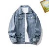 Mens Jacket Designer Kläder Jeans Jackor Autumn Patchwork European American Style Loose Par Lapel Neck Long Sleeve Denim Embroidery For Men Jacket Coat S 3XL