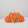 Kvällspåsar Lady Bag Golden Chain Handväska för kvinnor lädermynt Purse Orange armväska till försäljning 230729