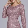 Casual Dresses Women's 2023 European och American Noble Style Sequin aftonklänning långärmad rund nacke fiskstjärna Bankett Dres