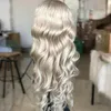 プラチナブロンド4*4レースフロントヒューマンヘアウィッグバージンヘア透明なボディウェーブウィッグ