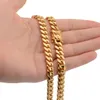 316L Stainless Steel Jewelry Gold Plated High Polished Miami Cuban Link Necklace Men Punk 16mm Curb Chain Double Safety Clasp 18inch-30inch