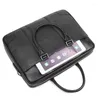 BRECHCASES NESITU Highend A4 Black äkta läder 14 '' Laptop Executive Men Portfölj Portfölj Business Shoulder Messenger Bags M7400