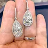 Dangle Earrings Huitan Trendy Luxury Pear CZ Drop For Women High-quality Silver Color Ear Wedding Party Aesthetic Jewelry