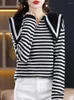 Women's Sweaters Sweater Navy Blue Collar Pullover Autumn And Winter Stripe Knitted Bottom Shirt