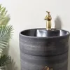 Rubinetti per lavabo da bagno Lavabo con piedistallo integrato a pavimento Lavabo domestico in ceramica Cortile esterno Lavabo a colonna retrò