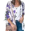 Women's Blouses Shawl Beach Open Front Elegant Youth Woman Cardigans Boho Shirts Chiffon Floral Sun Cover Up Top Clothing Blusa