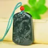 Pendant Necklaces Send Certificate Natural Green Jade Fish Lotus Necklace Men Women Healing Jewelry Chinese Nephrite Charms Lucky Amulet