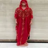 Casual Dresses Women's Fashion Classic African Chiffon Fabric Sequin Loose Hooded Long Dress Ramadan Dubai Abaya Cafe Robe