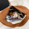 Bolsos de noche Bolso vagabundo de cuero vegano Tejido a mano Casual Mujer Media luna Bolso Gran capacidad Patchwork Cremallera Mujeres Tote Hombro 230729