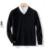 Men's Sweaters Cashmere Blend Knitting V-neck Pullovers Spring Winter Male Wool Knitwear High Quality Jumpers Clothes