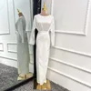 Vêtements ethniques Ramadan Eid Robe Musulmane Dubaï Abaya Femme Modeste Satin Tunique Élégante Robes Longues Avec Ceinture Caftan Arabe Islamique Femme
