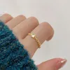 Klusterringar Justerbar Dainty Chain Ring for Women Korean Fashion Crystal Gold Color Opening Slim Finger Jewelry