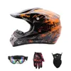 Capacete de Motocross DOT Fashion Juvenil Infantil Unissex-Adulto Bicicleta Off-Road Mountain Bike Capacete Luvas Óculos Proteção Facial1249J