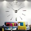 Horloges murales bricolage 3d grande horloge moderne design quartz watch acrylique 2023 décoration de salon à la maison autocollant miroir silencieux numérique