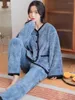 Women's Sleepwear Christmas Gift Promotional Long Sleeve Plus Size Nightgown HomewearPyjamas Suit Pajamas For Women Winter Flannel Two