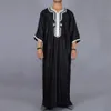 Etniska kläder muslimska man kaftan marockanska män jalabiya dubai jubba thobe bomull lång skjorta avslappnad ungdom svart mantel arab kläder p256o