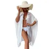 Kvinnors badkläder Kvinnor Slub-Cotton Kimono Cardigan Cover Up Scarves Wrap Sarongs Half ärm Summer-Beachwear Swimsuit Bikini Cover-up