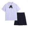 Ensembles de vêtements uniforme scolaire thaïlandais col rond classe JK étudiant chemise thaïlande Seifuku fille haute jupe plissée ensemble