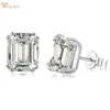 Stud Wong Rain 100 925 Sterling Zilver Emerald Cut 4CT High Carbon Diamanten Oor Oorbellen Wedding Party Sieraden Drop 230729