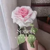 Suszone kwiaty DIY Rose Flower Ręcznie tkany dzianinowa torba materialna na Dzień Matki Walentynki Bukiety Girls Prezent 230729