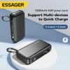 Питание мобильного телефона Банки Essager Power Bank Portable 15000 мАч в USB C Кабель Внешний запасной аккумулятор USB C для iPhone iPad MacBook 65W Fast Charger L230728