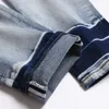 Set di jeans da uomo casual da lavoro Abito di jeans in due pezzi elasticizzato semplice Giacca e pantaloni a maniche lunghe slim fit Primavera Autunno Azzurro Da indossare tutti i giorni