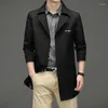 Męskie okopy płaszcze czarny wiatrówki mężczyźni średnia wiosenna jesień młodzież Koreańska wersja