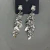 Dangle Earrings Romantic Luxury Korean Fashion Cubic Zirconia Jewellery Exquisite Charm Long Tassels Earring Women's Delicate Leaves