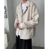 Mannen Jassen Zwart Beige Suède Jas Mannen Mode Oversized Casual Heren Streetwear Koreaanse Hiphop Losse Bomber Korte Jas 230729