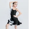 Stage Wear Summer Sleeveless Black Latin Dnace Dress Girls Performance Child Salsa Chacha Ballroom Dance Competition 8037