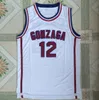 SL 12 John Stockton Gonzaga Koleji Basketbol Forması Beyaz Boyut S-XXL