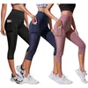 Damen-Leggings AQEK, wadenlang, Gittermuster, 3/4, Yogahose, Capri-Jogginghose, Fitness, Fitnessstudio, hohe Taille, Mädchen, Schwarz, Laufen