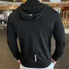 Erkek Hoodies Sweatshirts Erkek Spor Hoodies hızlı kuru elastik kapüşonlu erkek fitness koşu ceketleri açık spor salonu ceketleri gündelik egzersiz spor kıyafeti güneş kremi 230729